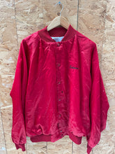 Vintage 80s Ruby's Place 8 Ball Red Satin USA Baseball Jacket - Size XL